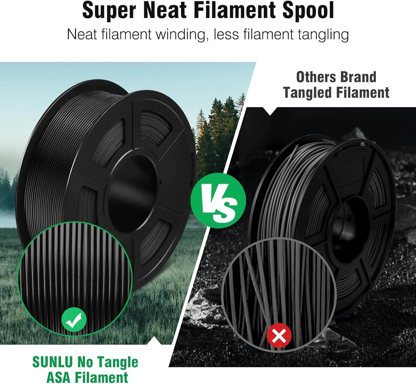 SUNLU 1KG ASA Filament 1.75mm, UV/Rain/Heat Resistant Tough 3D Printer Filament for Printing Outdoor Functional Mechanical Parts