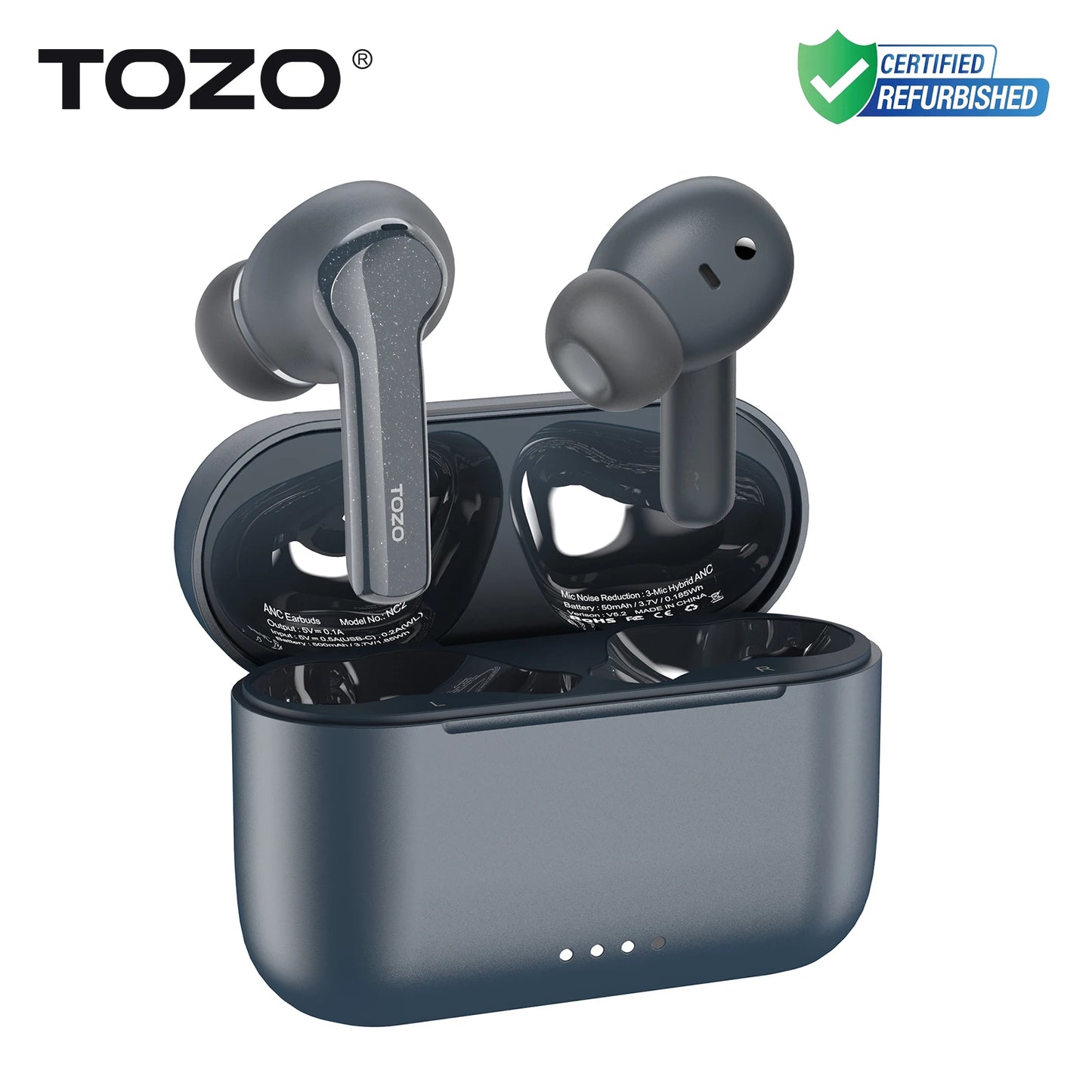 Refurbished TOZO NC2 ANC In Ear Earphones Wireless Earbuds With Mics Noise Cancelling 35dB HiFi Stereo Deep Bass Touch Control