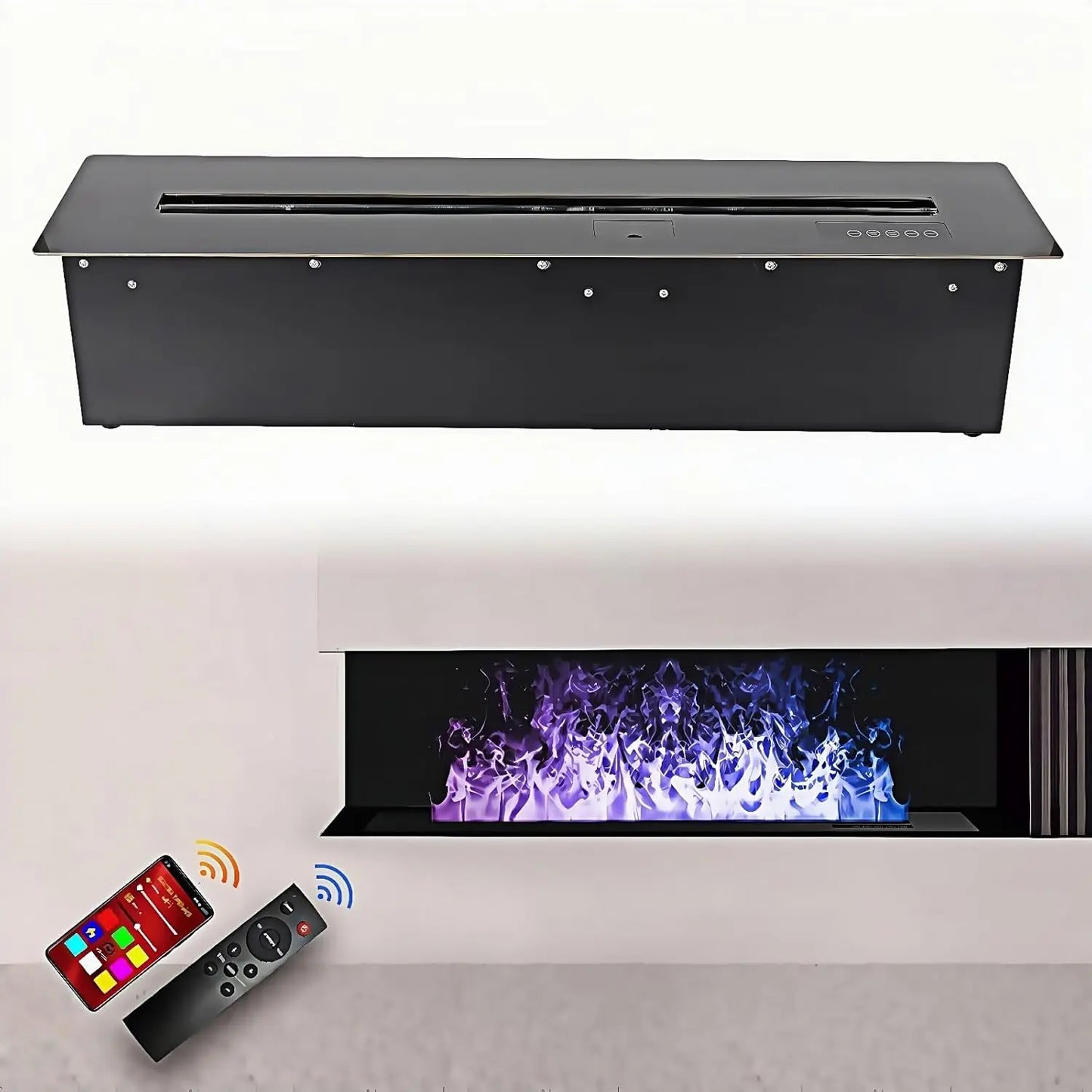 Electric Fireplace 3D Water Vapor Fireplace, Humidifier Realistic Flame Atomized Recessed Steam Fireplace Automatic Water Inlet/