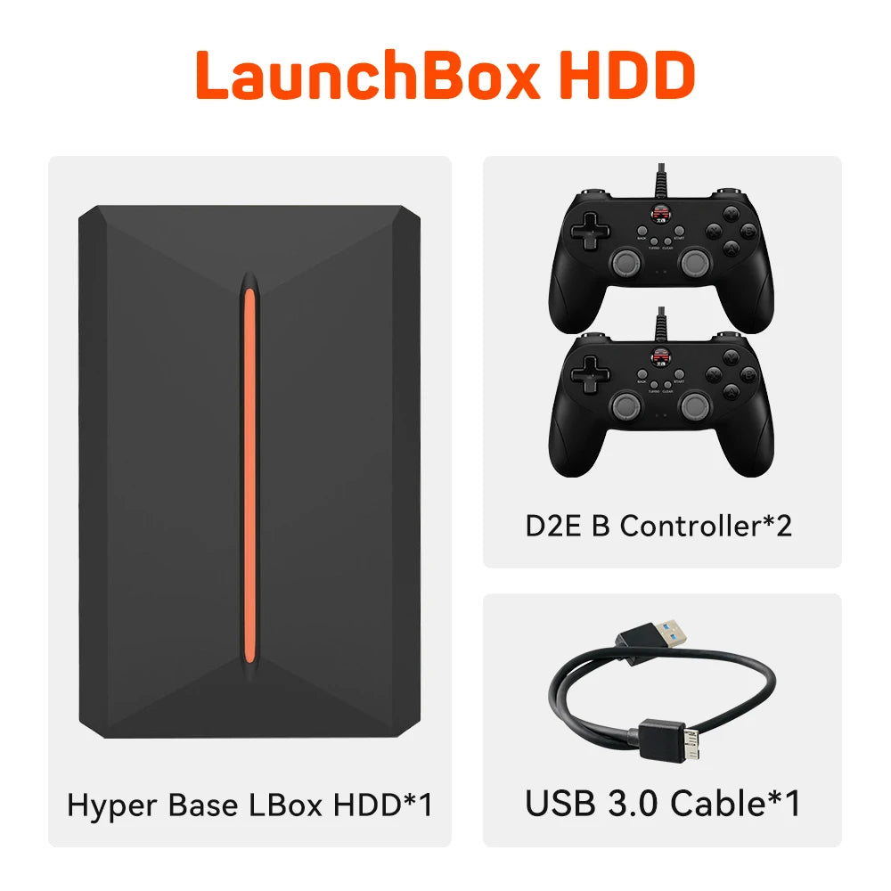 Launchbox Gaming Hard Drive Disk Retro Game Console for PS4/PS3/PS2/WiiU/Wii/N64/DC/PS1 for Win PC/Laptop With 3760+PC/3D Games