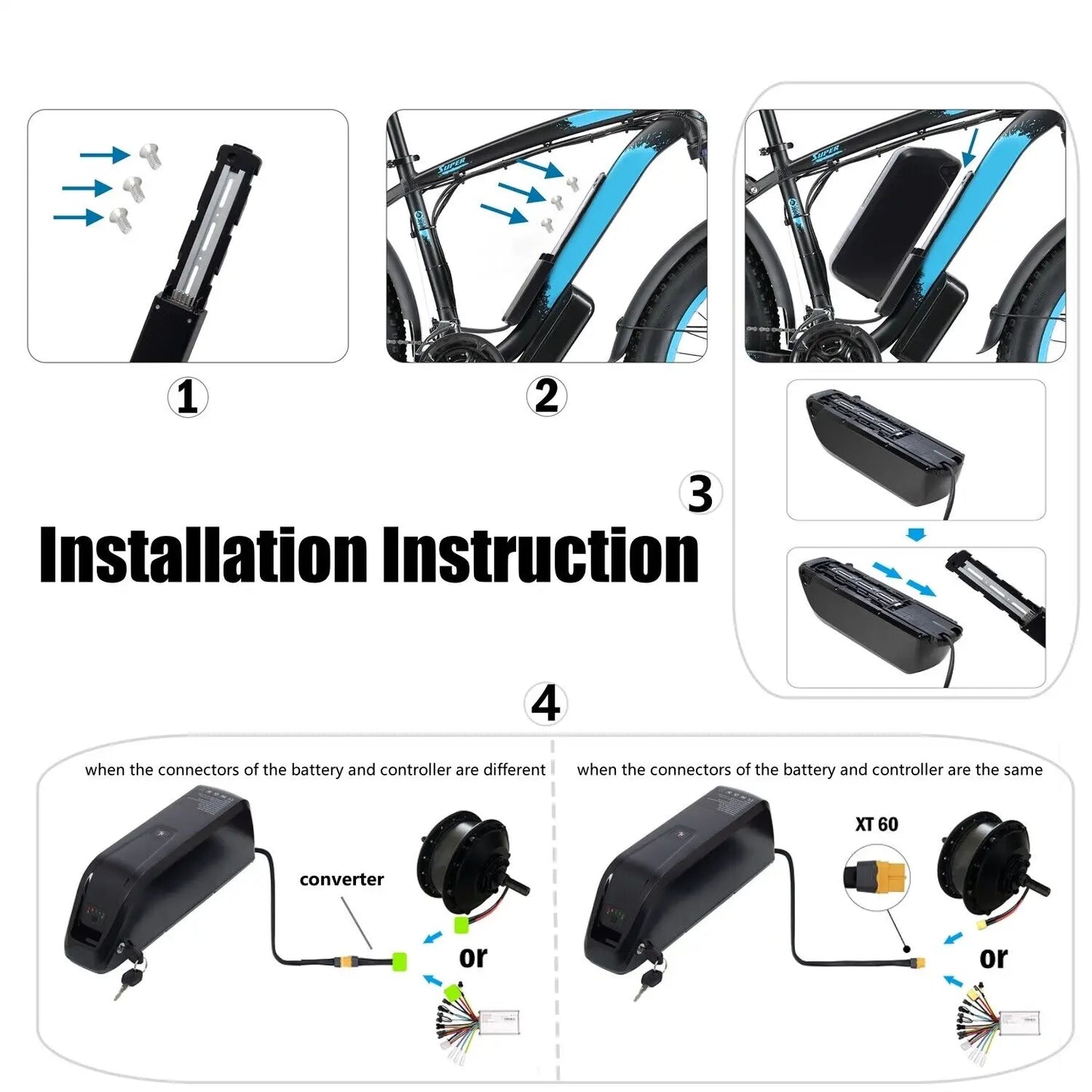 New Hailong EBike Battery 36V 48V 10Ah 15Ah 20Ah Mountain Bicycle 18650 Electric Bateria Pack for Bafang 1500W 1000W 750W 500W