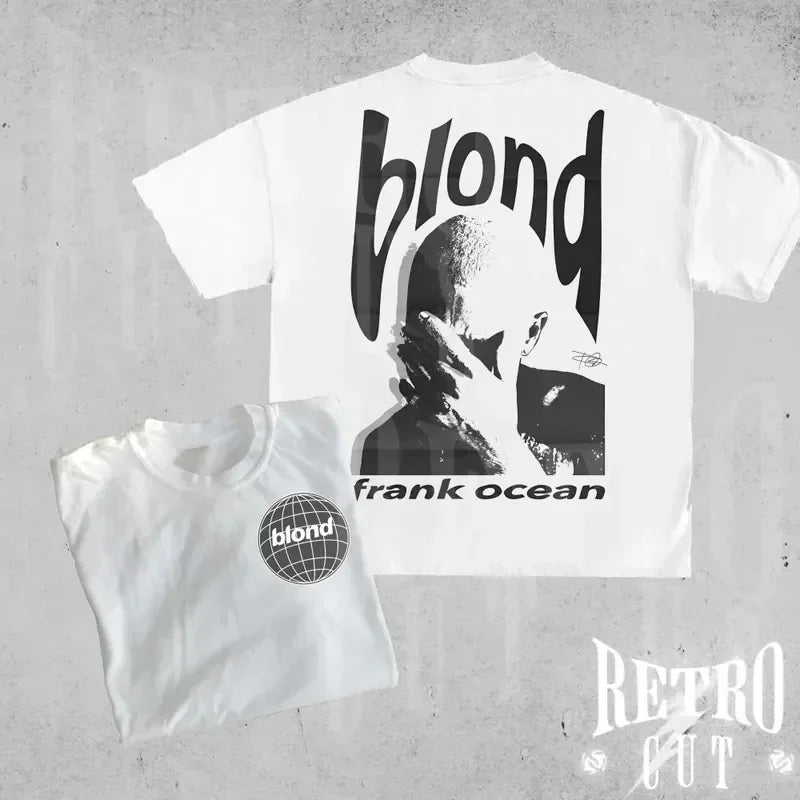 Rapper Frank Retro Graphic T Shirt Men's Hip Hop Ocean Album Clothing T-Shirts Y2k Unisex Blond Fashion Oversized Cotton T-shirt