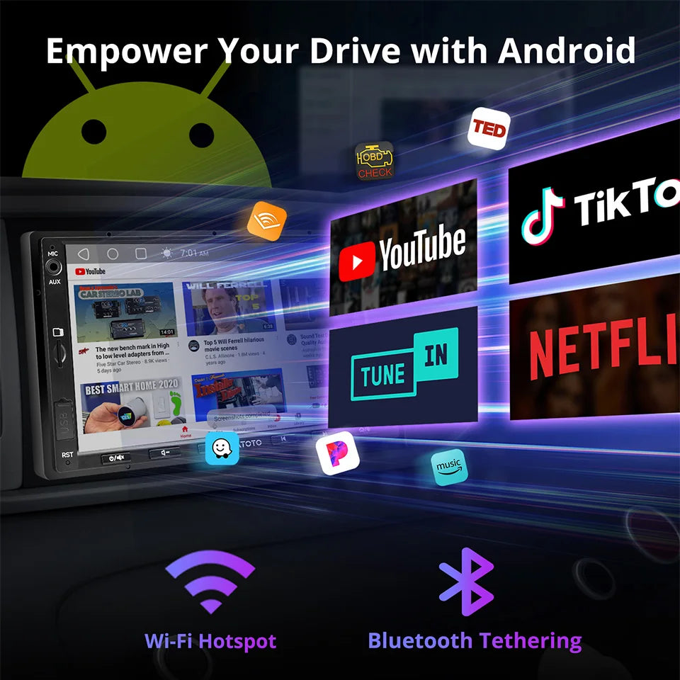 ATOTO Android Double 2 Din Car Stereo 7 inch Automotive Multimedia Player Radio Android Auto Carplay Screen Navigation 2Din A5L