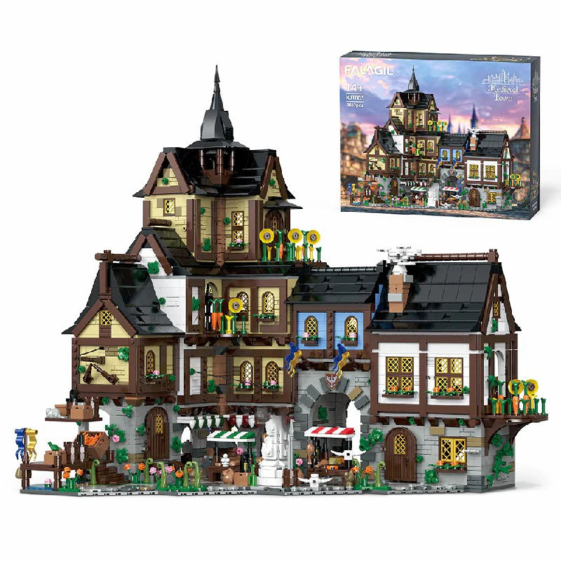 3867PCS Medieval Europe Towns Buildings Blocks Streetview Village Modular Architecture Model Kit Assembly Toy Gift for Kid Adult