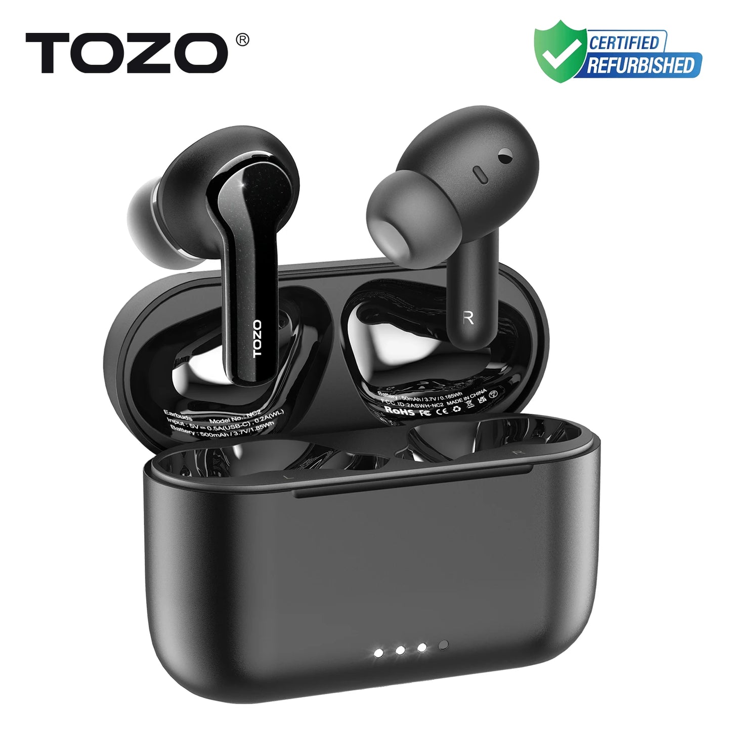 Refurbished TOZO NC2 ANC In Ear Earphones Wireless Earbuds With Mics Noise Cancelling 35dB HiFi Stereo Deep Bass Touch Control