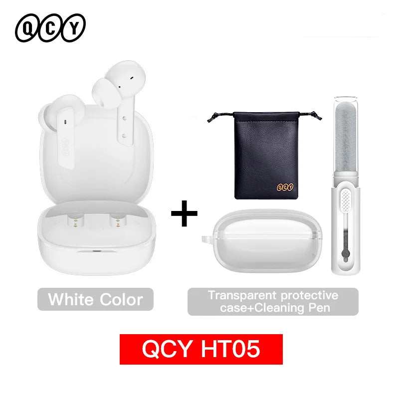 QCY HT05 ANC Wireless TWS Bluetooth 5.2 Earphones 40dB Active Noise Cancellation Headset in-Ear Mics Handfree Phone Earbuds