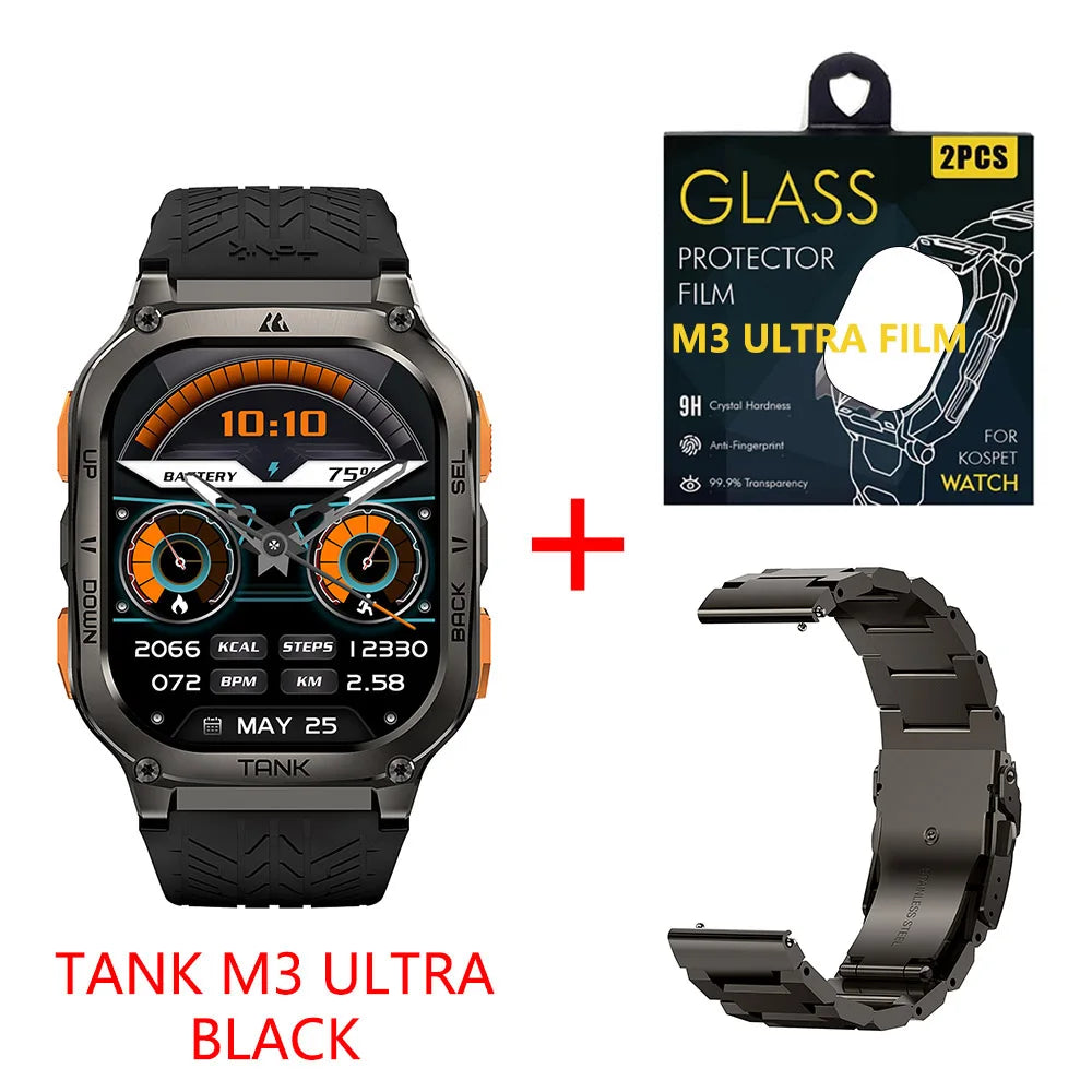 KOSPET TANK M3 Ultra GPS Smart Watch for Men 5ATM Waterproof Bluetooth Call Heart Rate Diving Skiing Hiking for Android iOS