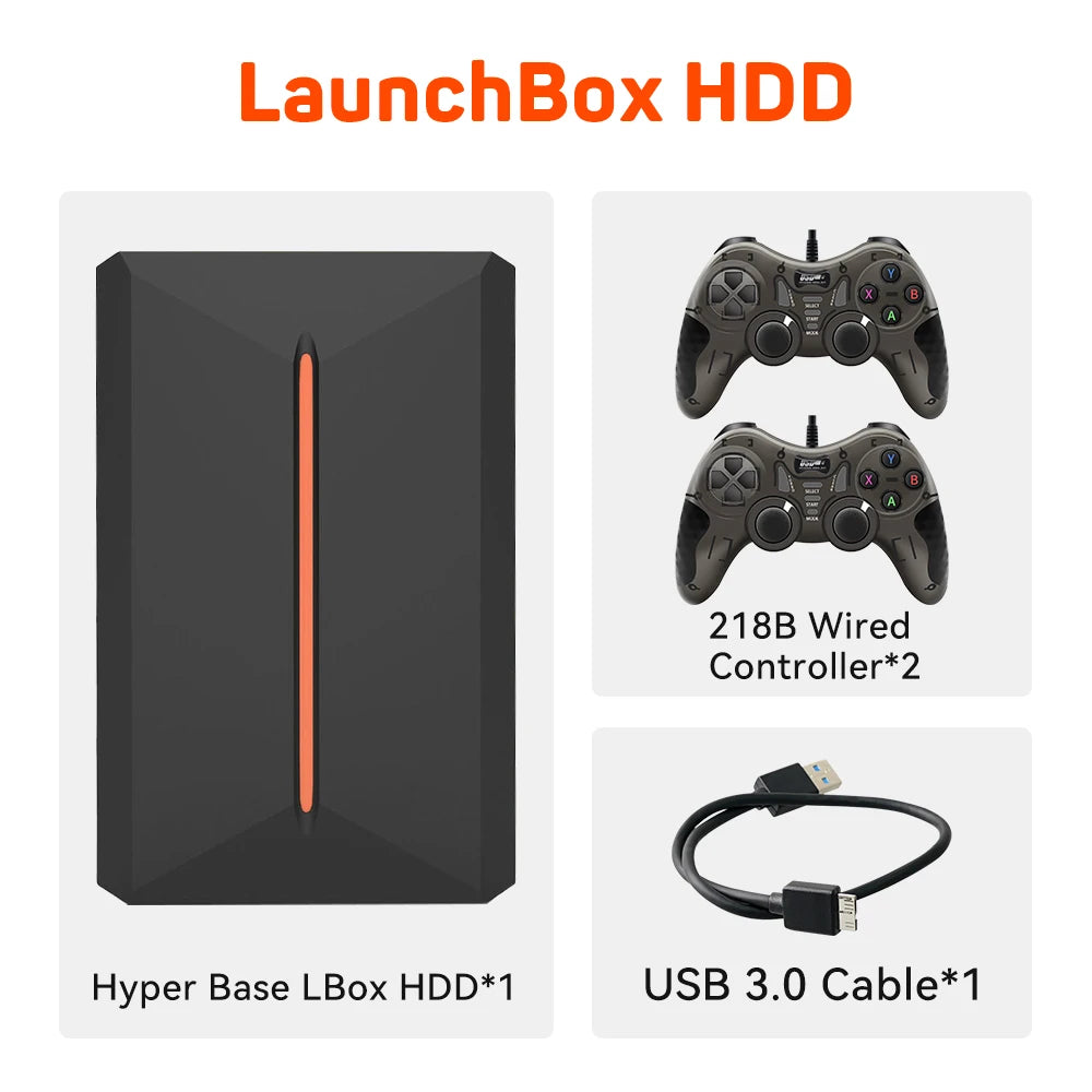 Launchbox Gaming Hard Drive Disk Retro Game Console for PS4/PS3/PS2/WiiU/Wii/N64/DC/PS1 for Win PC/Laptop With 3760+PC/3D Games