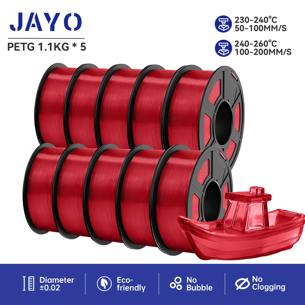 JAYO 10Rolls petg Filament 175mm 3d printing no bubbles no drawing smooth multiple colors optional for 3D printing 1.1kg/1roll