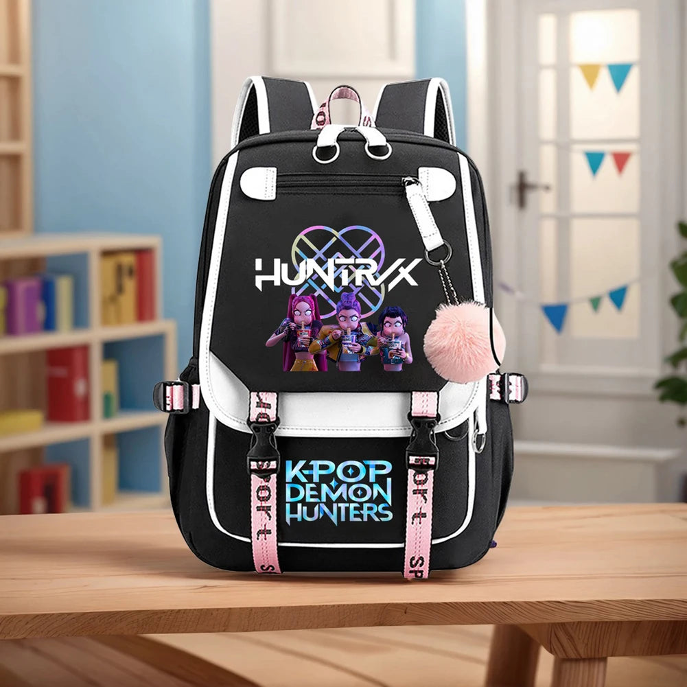 KPop Demon Hunters Backpack Demon Slayer Backpack Up To 20L Durable Waterproof Travel Backpack For Boys Girl Fan Peripheral Gift
