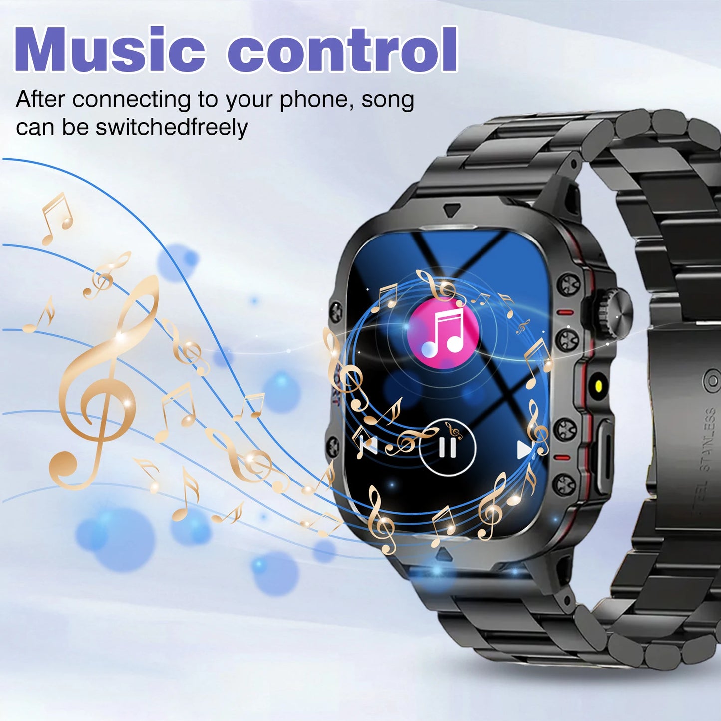 Smart watch, Bluetooth call, message reminder, two straps optional, suitable for iPhone/Android phone
