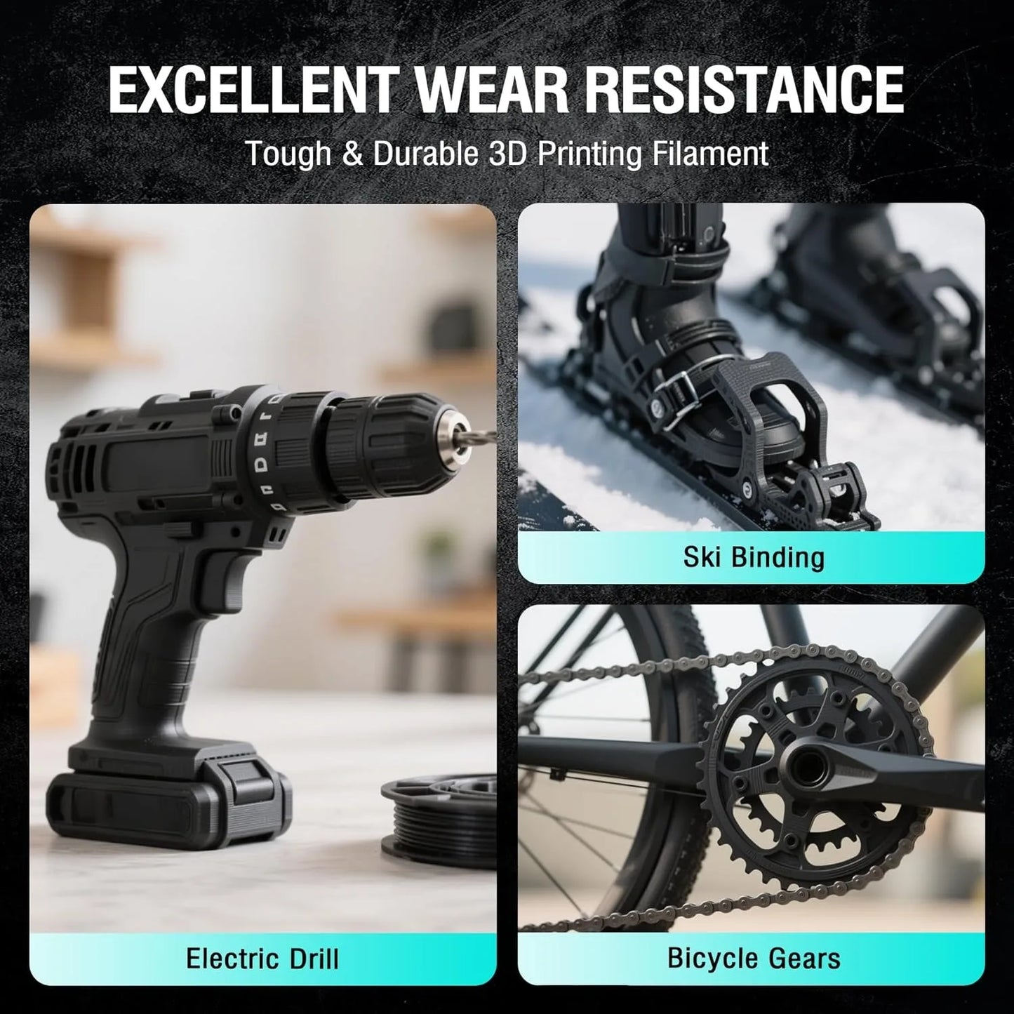 SUNLU PA12-CF 3D Filament 1.75mm Carbon Fiber-Textured Nylon Filament for Industrial Parts&3D Printer ,0.5KG/1KG Spool