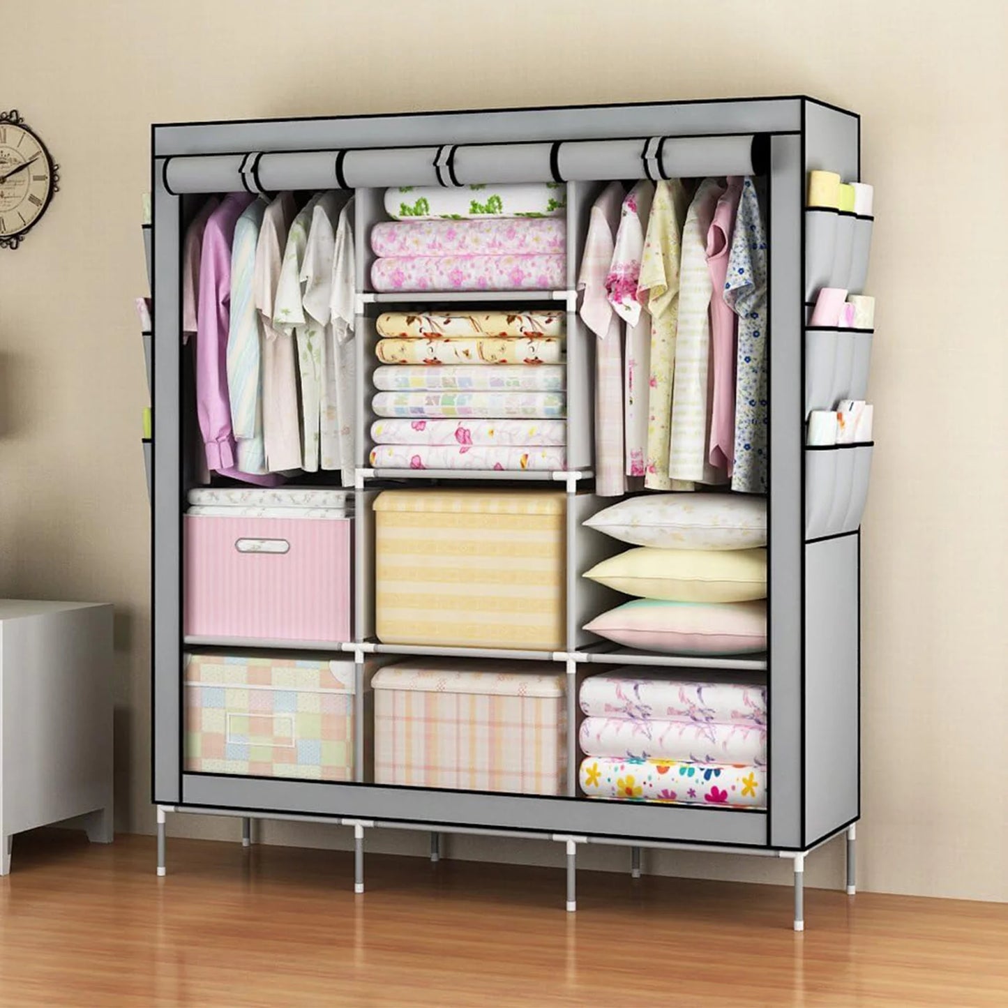 Folded Closet Wardrobe Organizer Storage Rack Dustproof Nonwoven Fabric