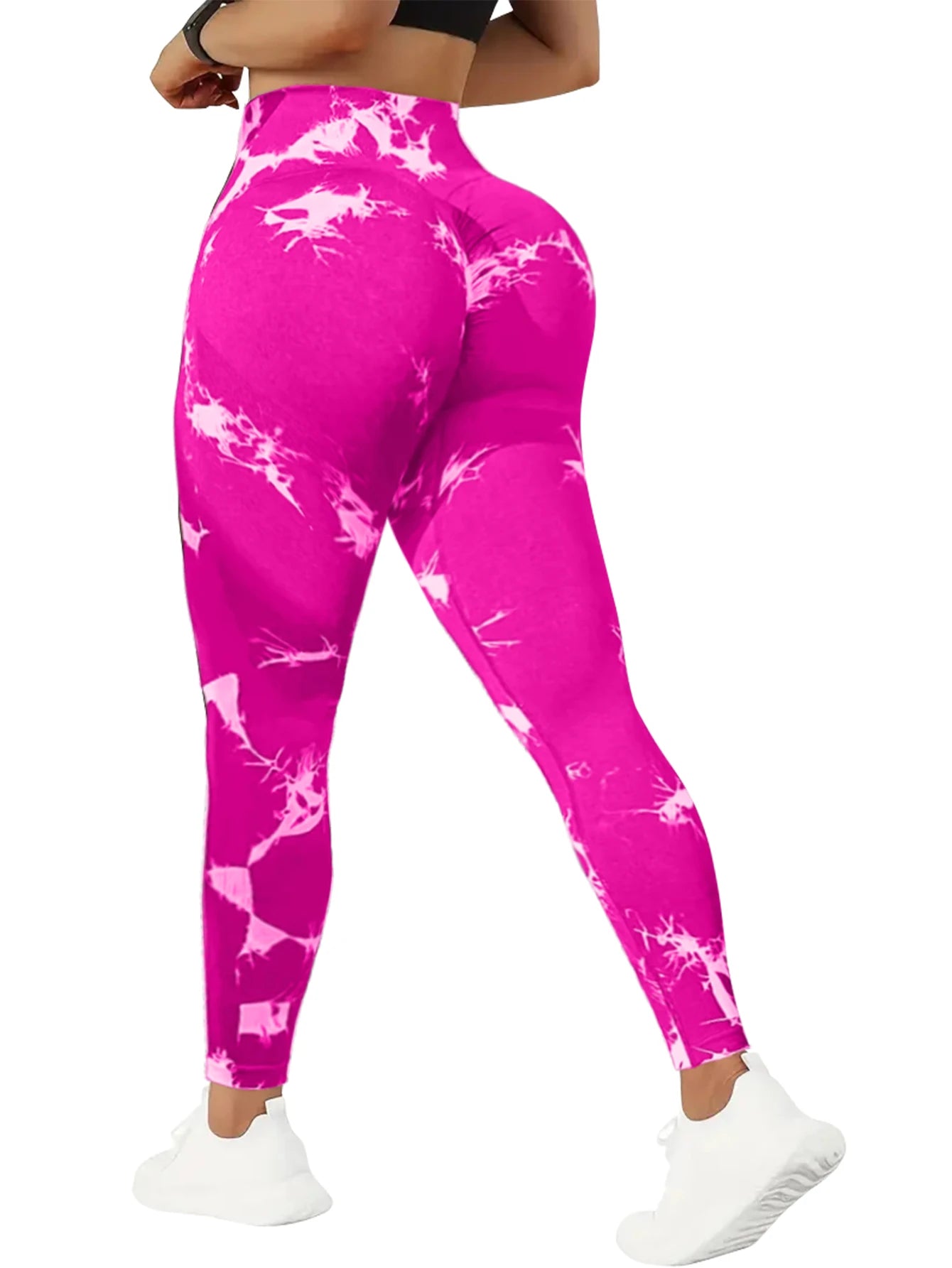 QGU 5-Pack High Waist Tummy Control Yoga Pants For Women, Summer Tie.Dye Fitness Leggings, Stretchy Running Peach Lift Workout T