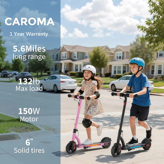 CAROMA Electric Kids Scooter 150W LED Display Foldable UL2272