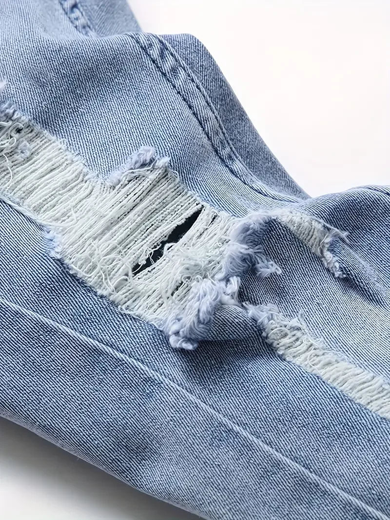 Men's Slim Fit Ripped Jeans Casual Street Style Denim