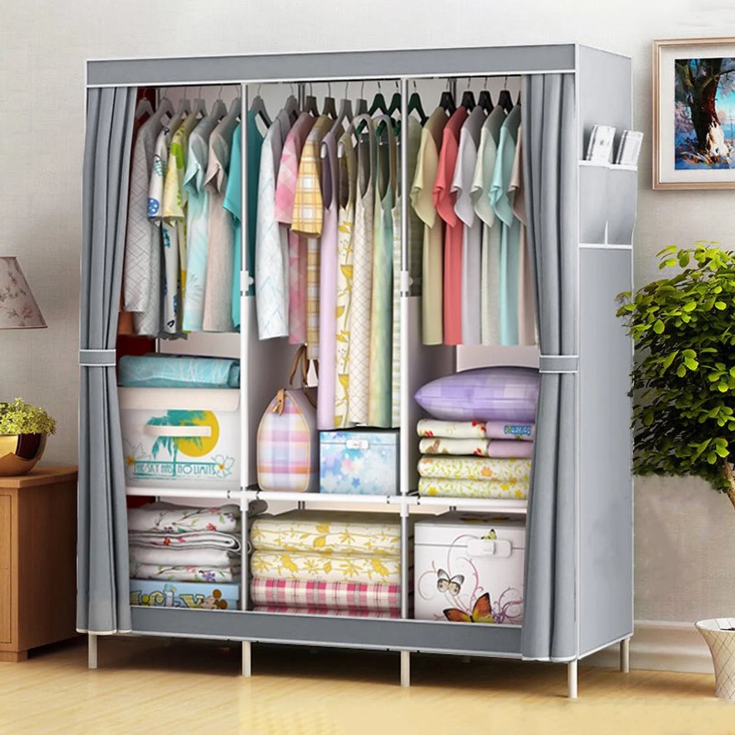 Folded Closet Wardrobe Organizer Storage Rack Dustproof Nonwoven Fabric