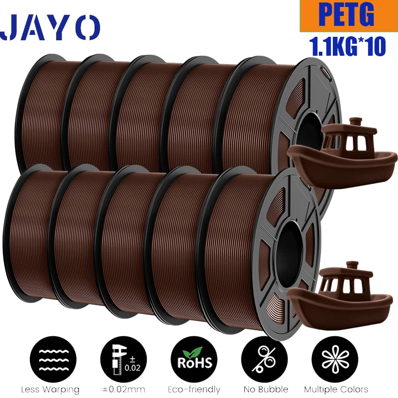 JAYO 10Rolls petg Filament 175mm 3d printing no bubbles no drawing smooth multiple colors optional for 3D printing 1.1kg/1roll