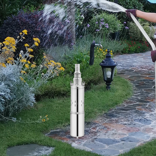 Deep Well Submersible Solar Water Pump Ultra Quiet DC 24V 200W 30m Lift 1.5m³/h Stainless Steel Well Pump for Water Wells
