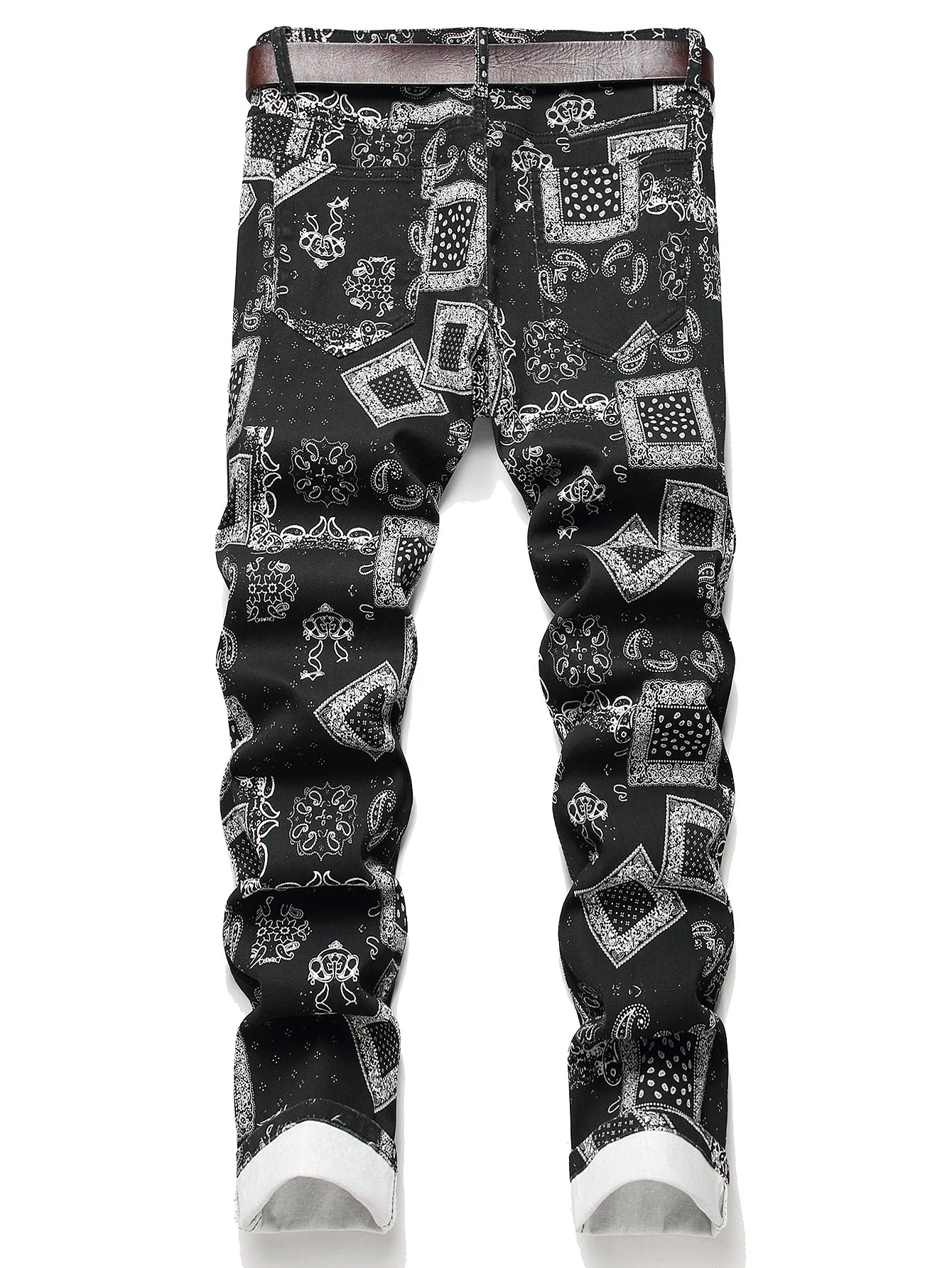 Stylish Mid Stretch Slim Fit Jeans - Men's Mid Waist Distressed And Ripped Denim Jeans With Tassels For All Seasons Street Wear