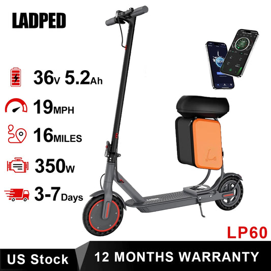 AOVOPRO LADPED LP60 Electric Scooter 350W 19mph Max Speed 8.5inch tire Folding Electric Scooter 16miles Max Range for Adult
