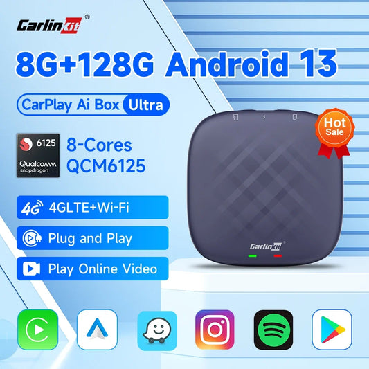2025 CarlinKit 3 In 1 Android 13 Mini CarPlay Ai Box Android Auto Wireless CarPlay Box QCM6125 6225 8-Core For Wired AA CP Cars