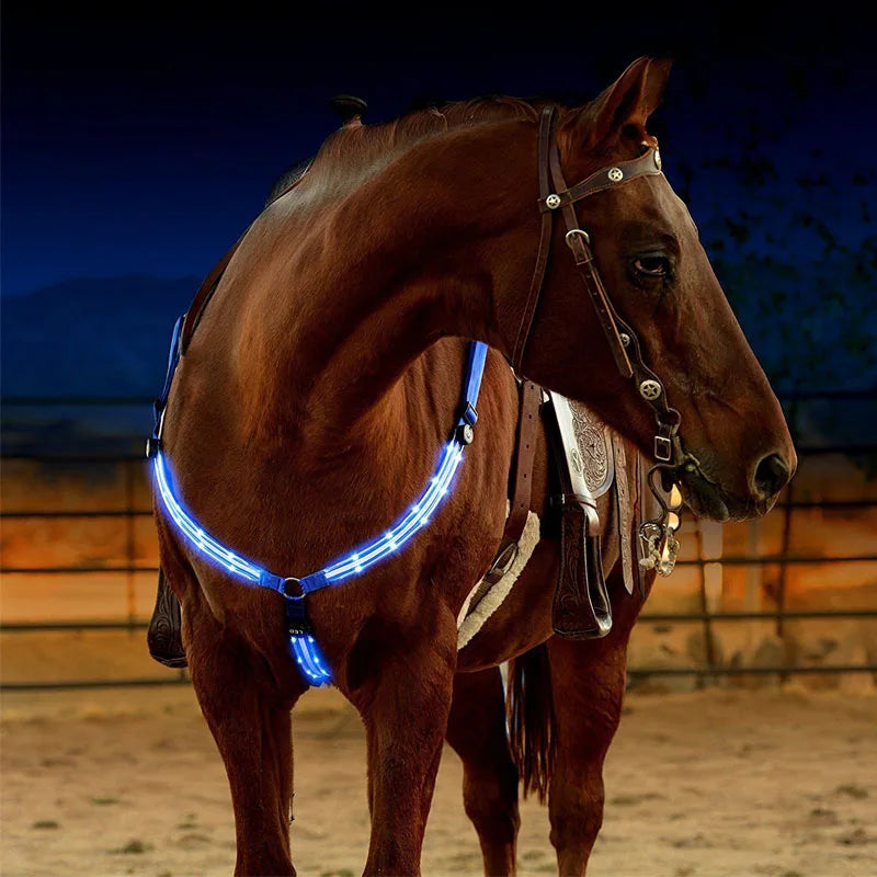 USB Rechargable Horse Breastplate Harness Nylon Night Three Charging Wires Riding Equipment Outdoor Visible At Night