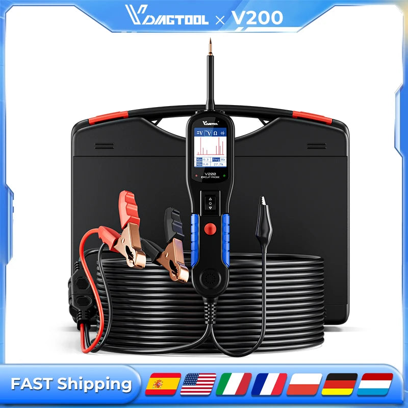 VDIAGTOOL V200 Car Electric Circuit Tester 6V-30V Automotive Power Probe Kit Electrical System Tester LCD Display Voltage Tester