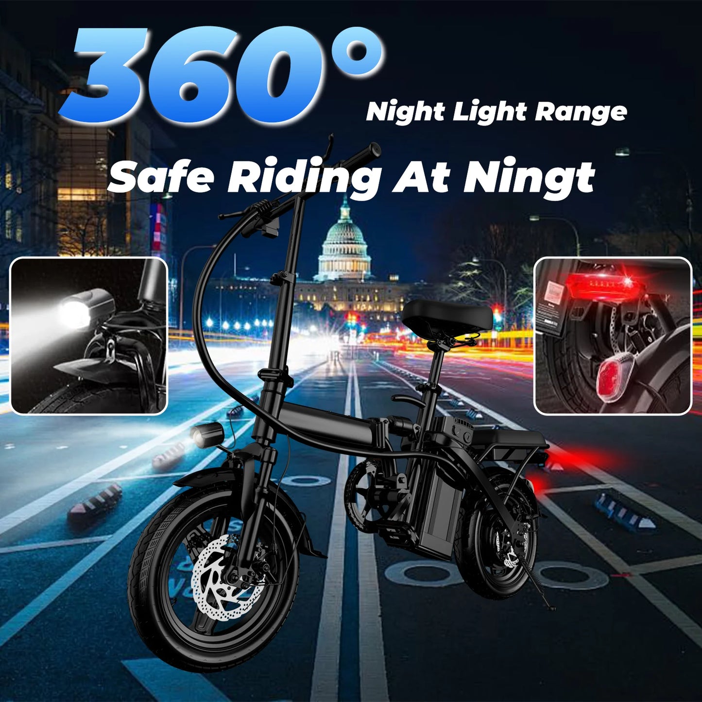 LELEKUAI 500W Adult Folding Electric Bike Removable Battery