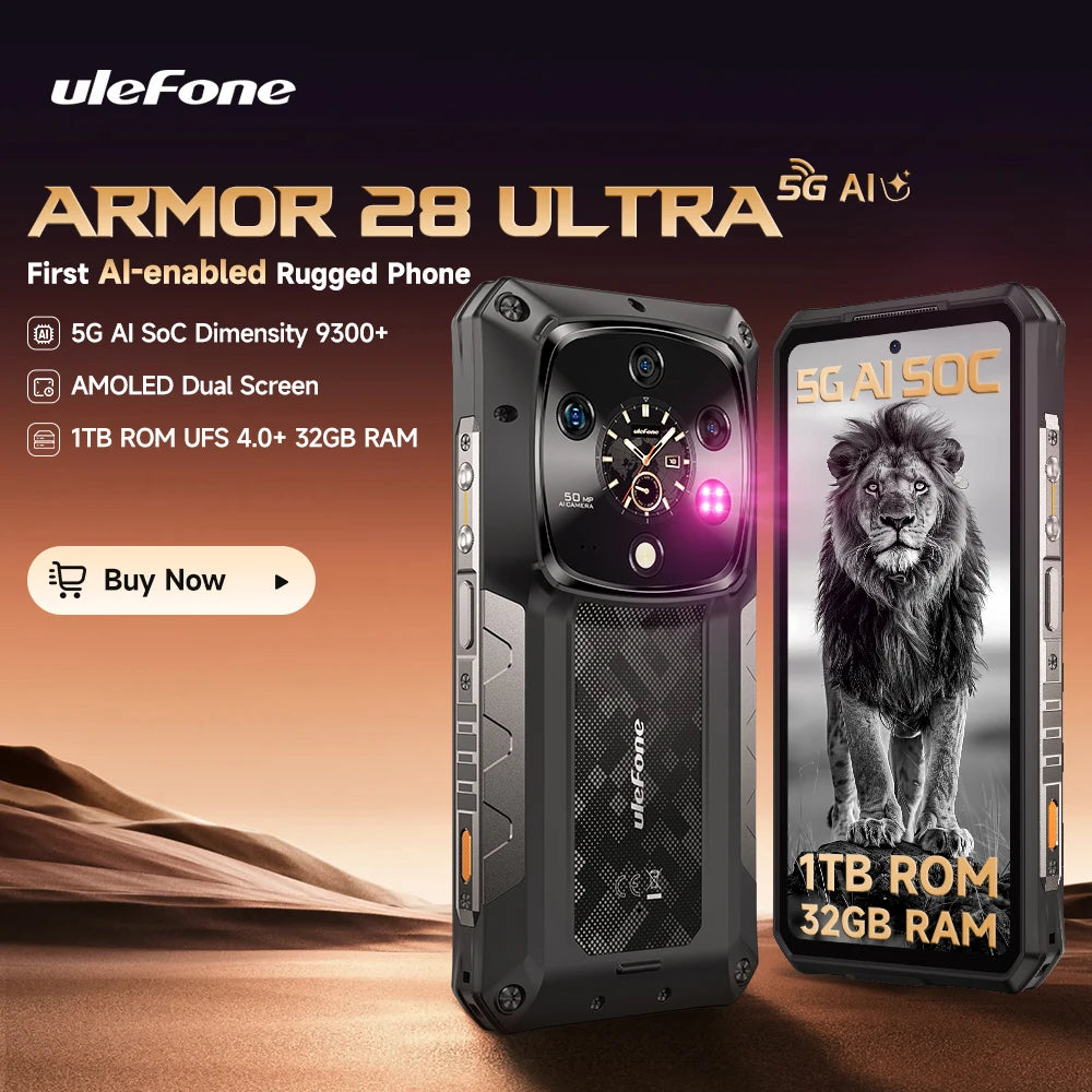 【World Premiere】Ulefone Armor 28 Ultra 5G AI Rugged Phone 1TB ROM+32GB RAM Android Smartphone AMOLED 6.67" 10600mAh Mobile phone