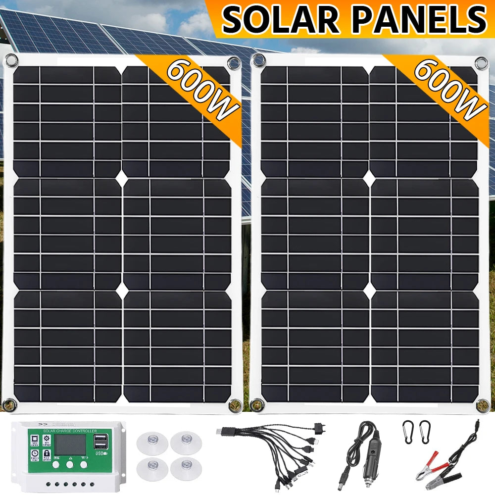 600 Watts Solar Panel Kit 100A 12V Battery Charger with Controller Caravan Boat