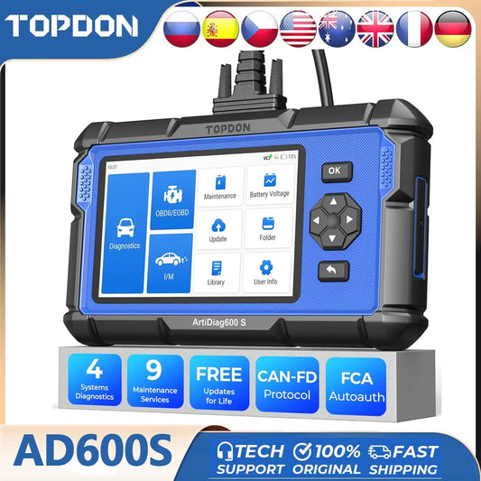 TOPDON Artidiag600S OBD2 Scanner Tool Code Reader Diagnostics Scanner for ABS/SRS/AT/Engine 9 Reset Service Lifetime Upgrade