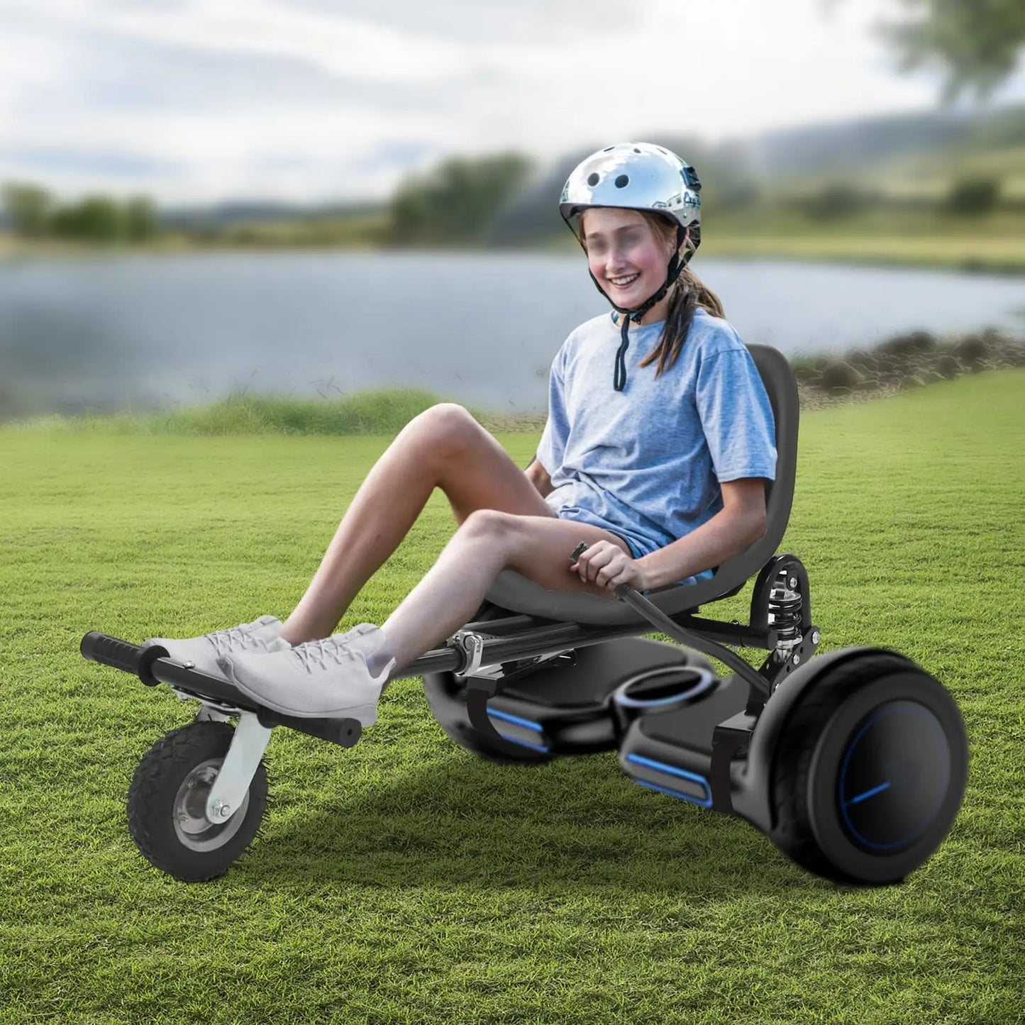 Woqlibe Hoverboard Go Kart Seat Attachment with Dual Shock Absorber, Bearing 220