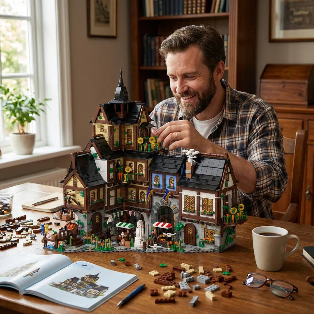 3867PCS Medieval Europe Towns Buildings Blocks Streetview Village Modular Architecture Model Kit Assembly Toy Gift for Kid Adult