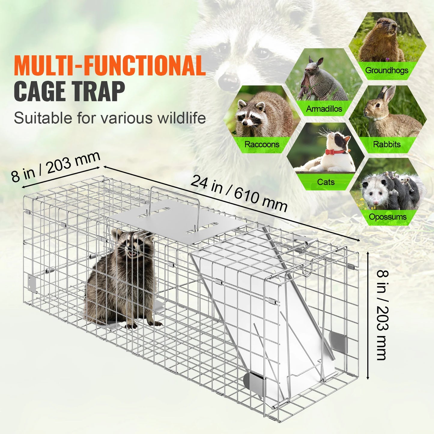 SucceBuy Live Animal Cage Trap Humane Folding With Handle