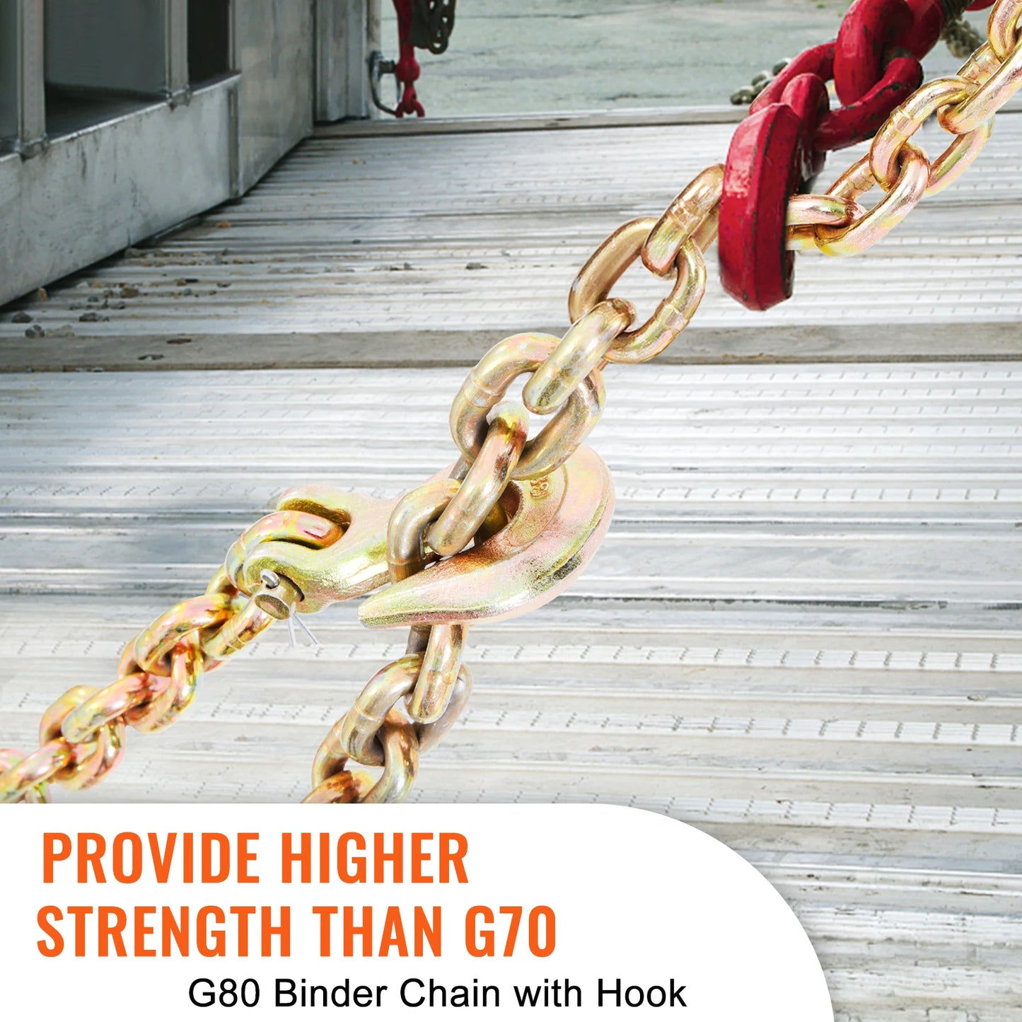 SucceBuy 1/2pcs Binder Chain Trailer Tow Zinc Plated Truck with Safety Grab Hooks for Logging Binder Tie Down Transport Flatbed