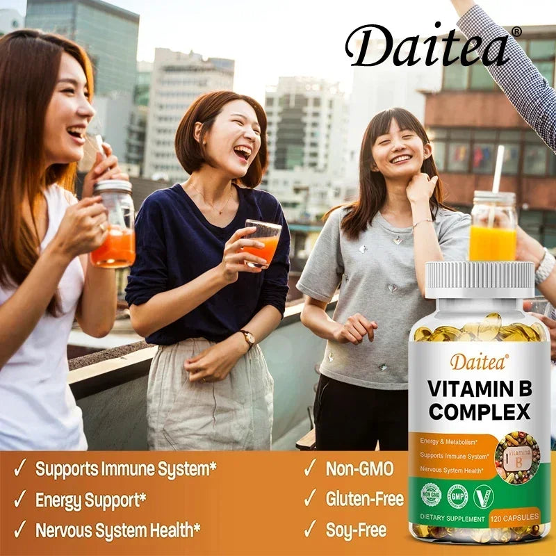B Vitamin Supplements, Including Folic Acid and Biotin, To Support Heart and Nervous System Health, Energy Metabolism