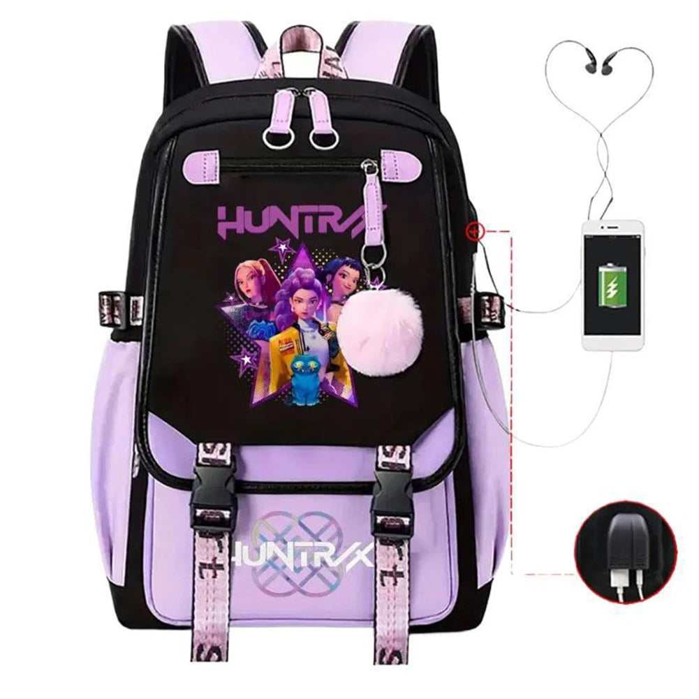 KPop Demon Hunters Backpack Demon Slayer Backpack Up To 20L Durable Waterproof Travel Backpack For Boys Girl Fan Peripheral Gift