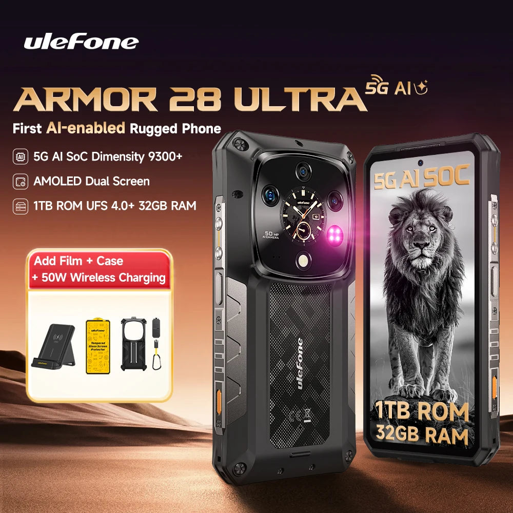 【World Premiere】Ulefone Armor 28 Ultra 5G AI Rugged Phone 1TB ROM+32GB RAM Android Smartphone AMOLED 6.67" 10600mAh Mobile phone