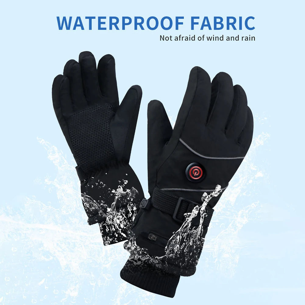 Heated Gloves Touch Screen Heating Thermal Gloves 3 Heat Levels DC Rechargeable Winter Waterproof Windproof Ski Gloves