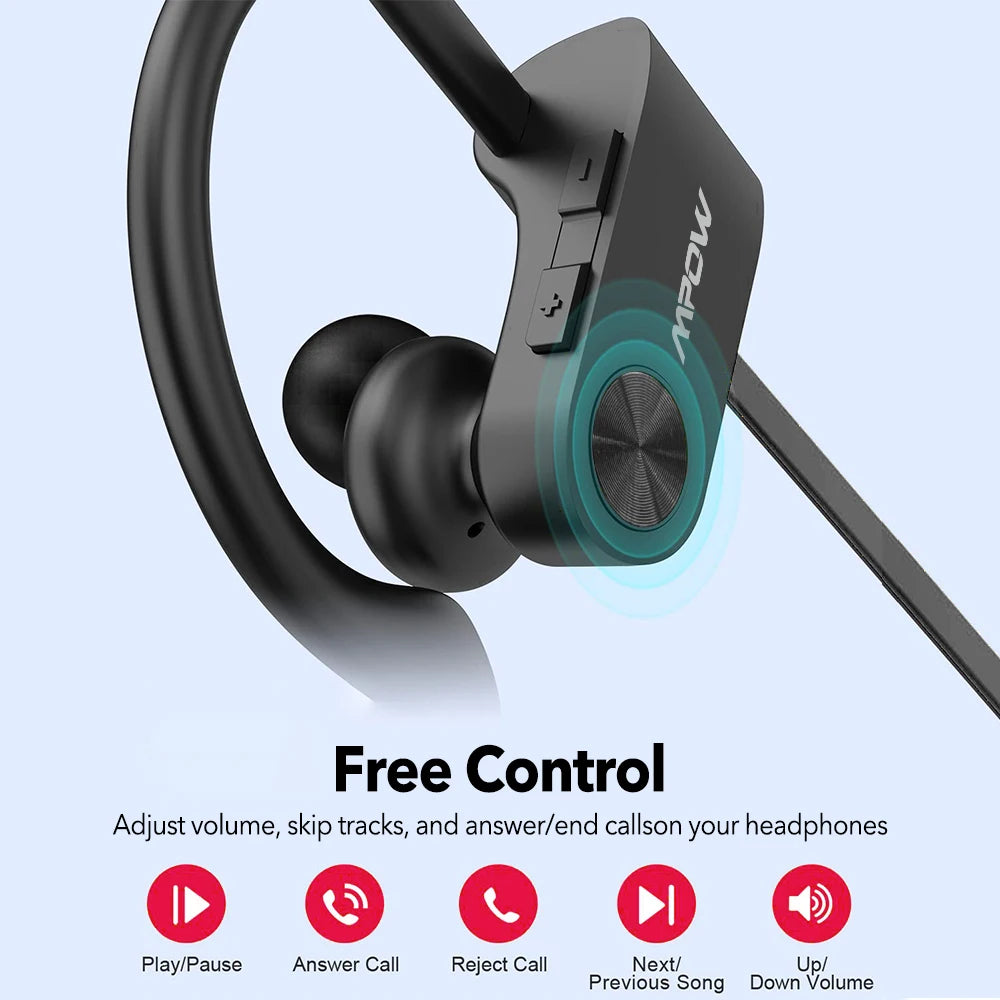 New Version Mpow Flame Sports Earphones IPX7 Waterproof Bluetooth V5.3 Earbuds 12 Hours Playtime&Noise Canceling Mic for iPhone