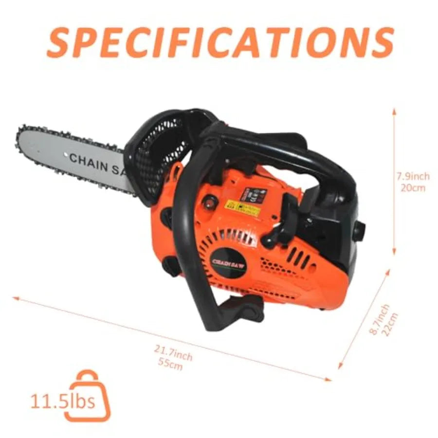 26cc Gas Chainsaw 2-Cycle Top Handle Petrol Handheld Cordless Chain Saw 12 Inch Professional Power Chain Saws for Tree Felling
