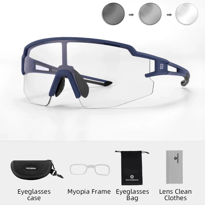 ROCKBROS Cycling Glasses Photochromic Polarized Lens Bike Glasses UV400 Protection Eyewear Sunglasses MTB Road Bicycle Goggles
