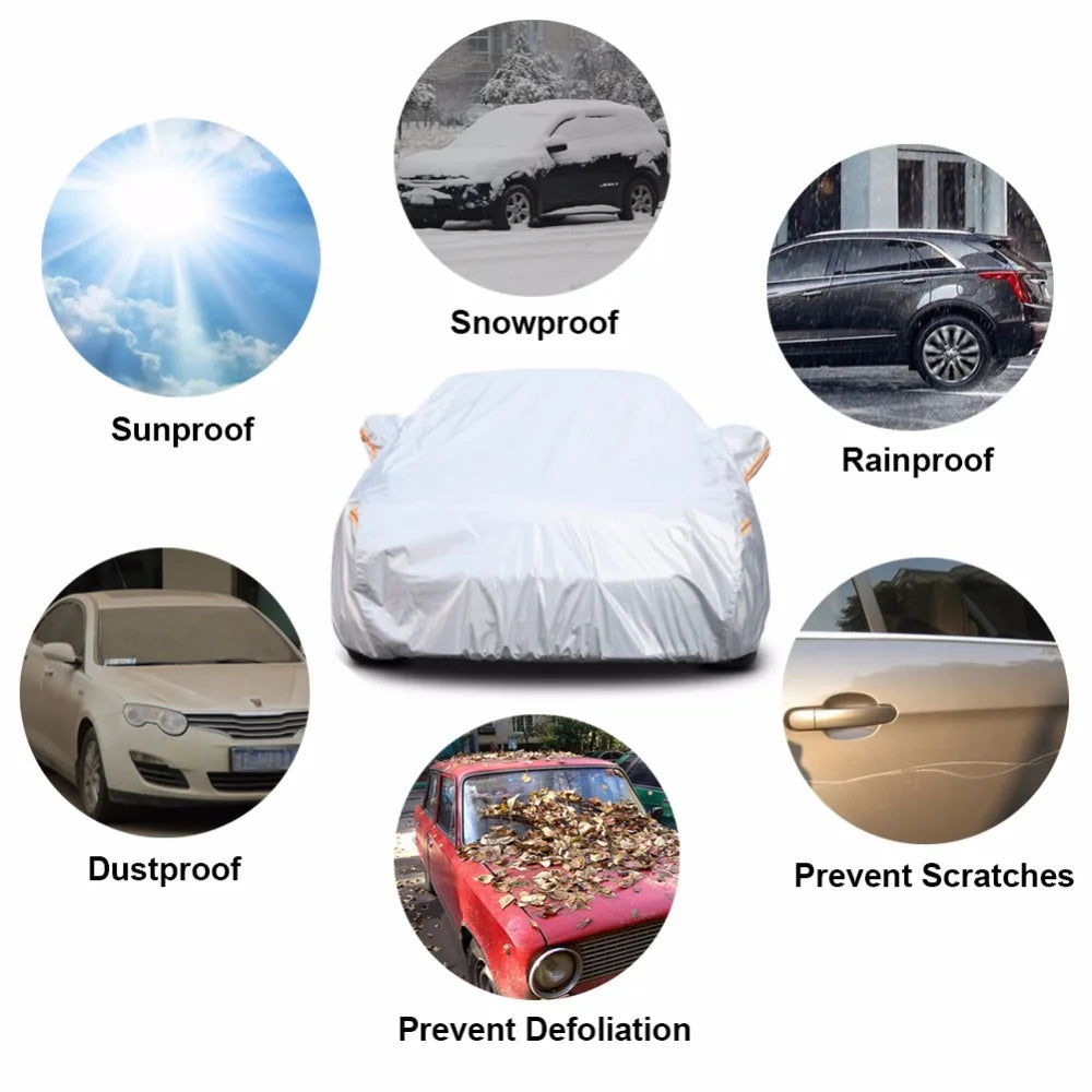 Kayme Multi-Layer Full Car Cover Waterproof All Weather With Zipper Cotton, Outdoor Rain Snow Sun UV Protection Fit Sedan SUV