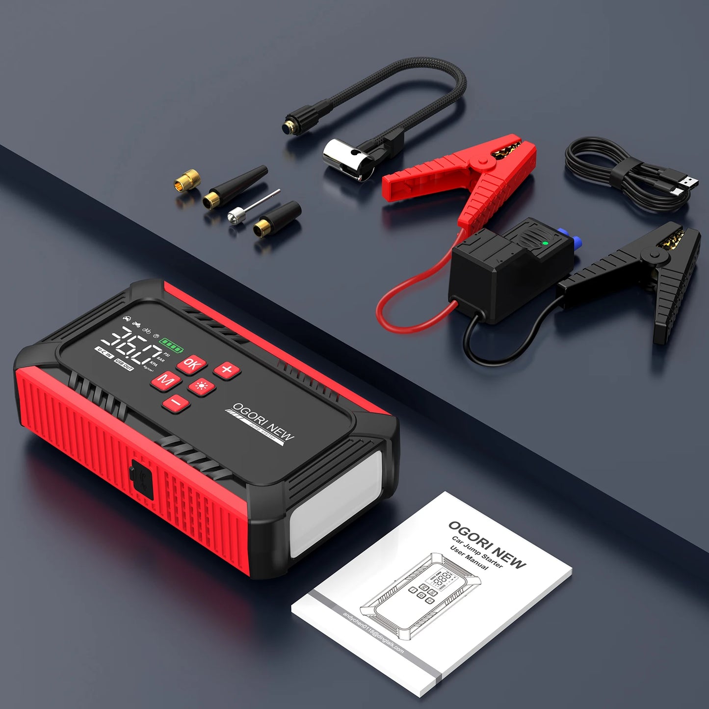 ZUKAKA 26800mAh Jump Starter With Air Compressor And Booster