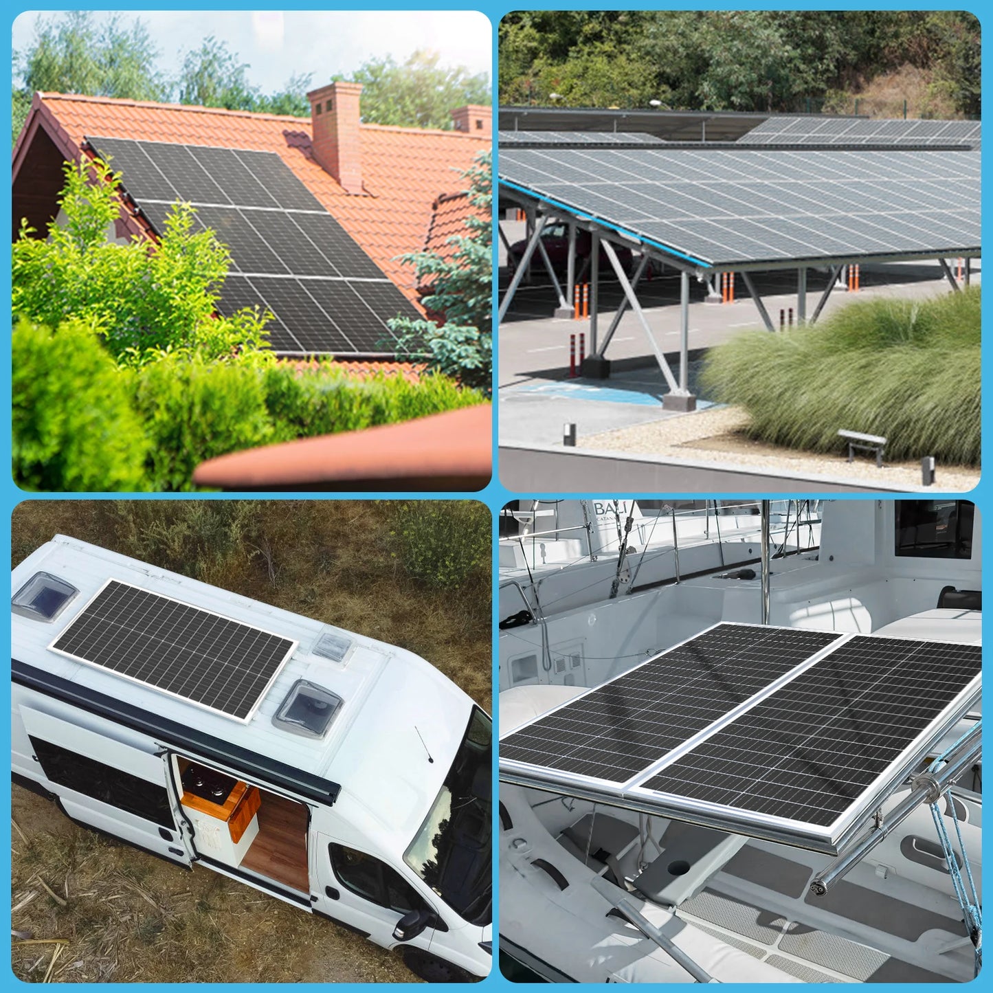 WERCHTAY 100W 12V 12BB Solar Cell Monocrystalline Solar Panel High Efficiency Solar Module Charge Battery for RV Trailer