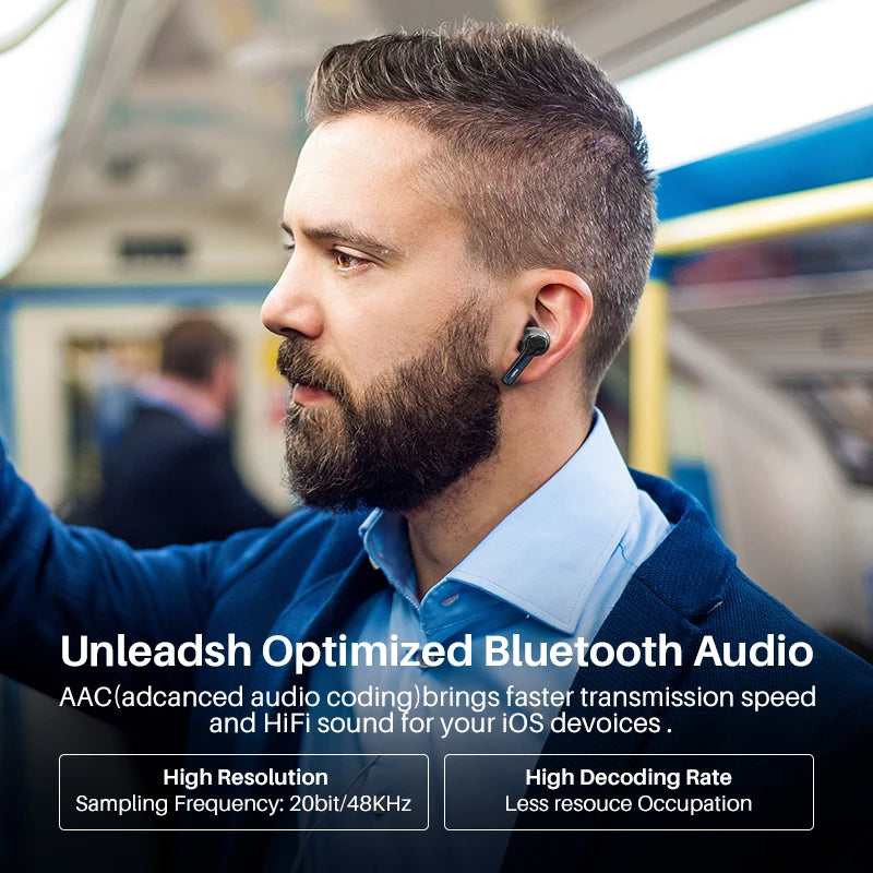 Refurbished TOZO NC2 ANC In Ear Earphones Wireless Earbuds With Mics Noise Cancelling 35dB HiFi Stereo Deep Bass Touch Control